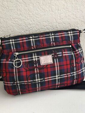 Like New Coach Poppy Plaid Crossbody Bag Purse